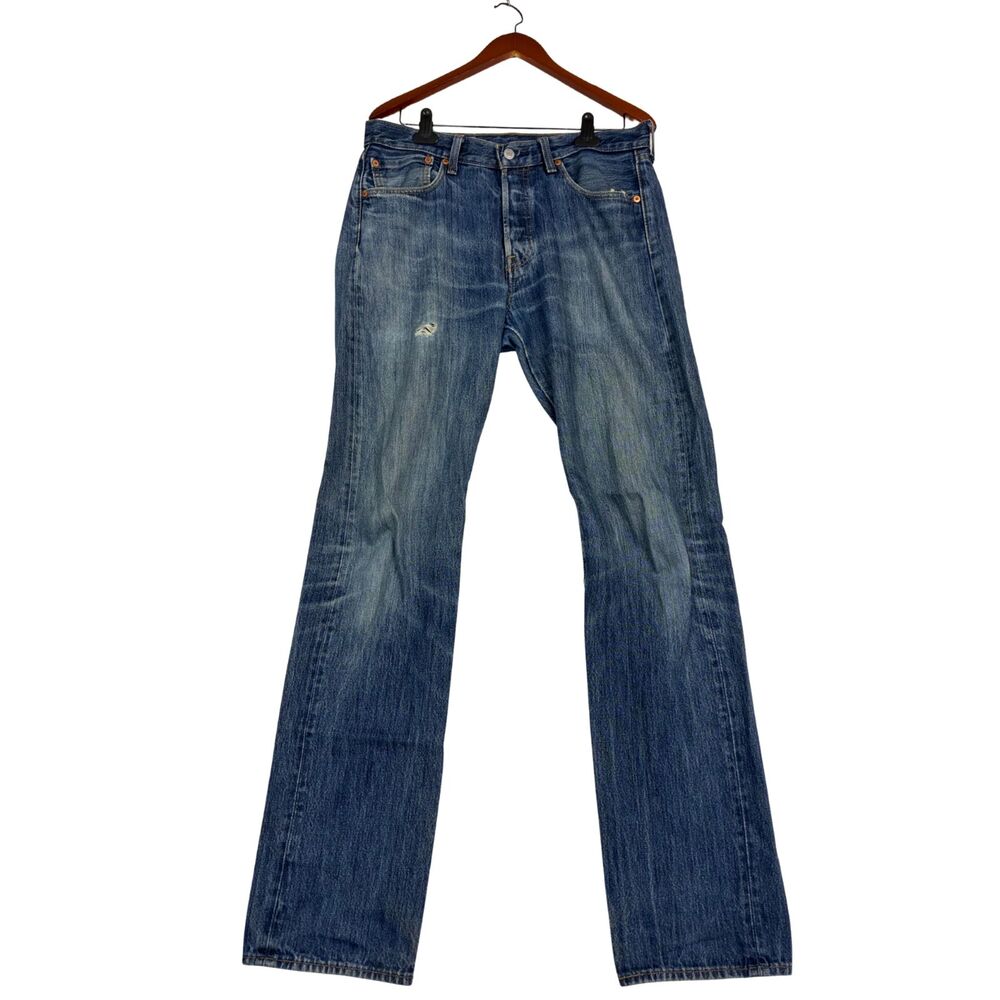 Levi's 501 Jeans Mens W32 L36 Original Fit Straight Leg Button Fly Blue Denim